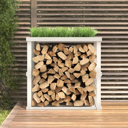 Outdoor Log Holder White 108x52x106 cm Solid Wood Pine