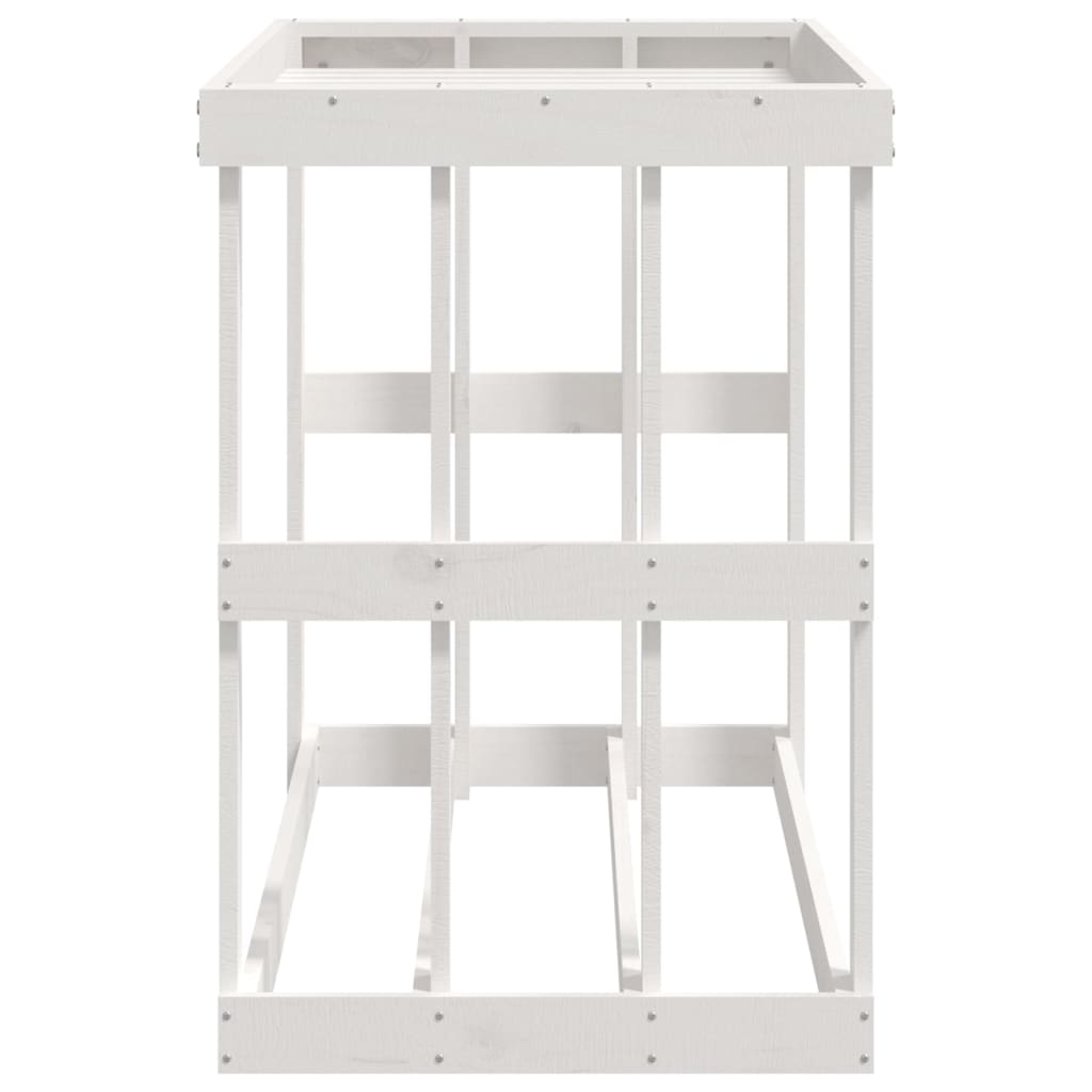 Outdoor Log Holder White 108x52x74 cm Solid Wood Pine
