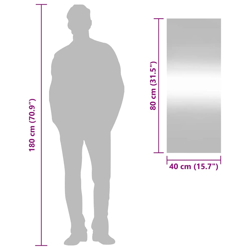 Wall Mirror 40x100 cm Glass Rectangle