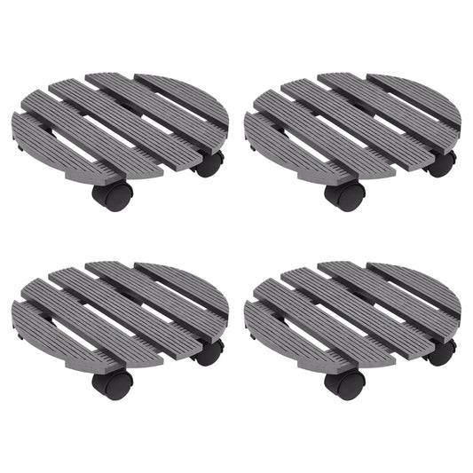 Plant Trolleys 4 pcs Grey Ø30x7,5 cm WPC