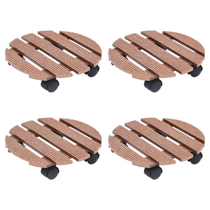 Plant Trolleys 4 pcs Brown Ø30x7,5 cm WPC