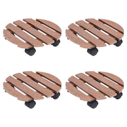 Plant Trolleys 4 pcs Brown Ø30x7,5 cm WPC