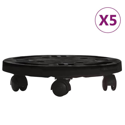 Plant Trolleys with Wheels 5 pcs Diameter 30 cm Black 170 kg