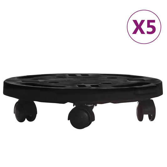 Plant Trolleys with Wheels 5 pcs Diameter 30 cm Black 170 kg