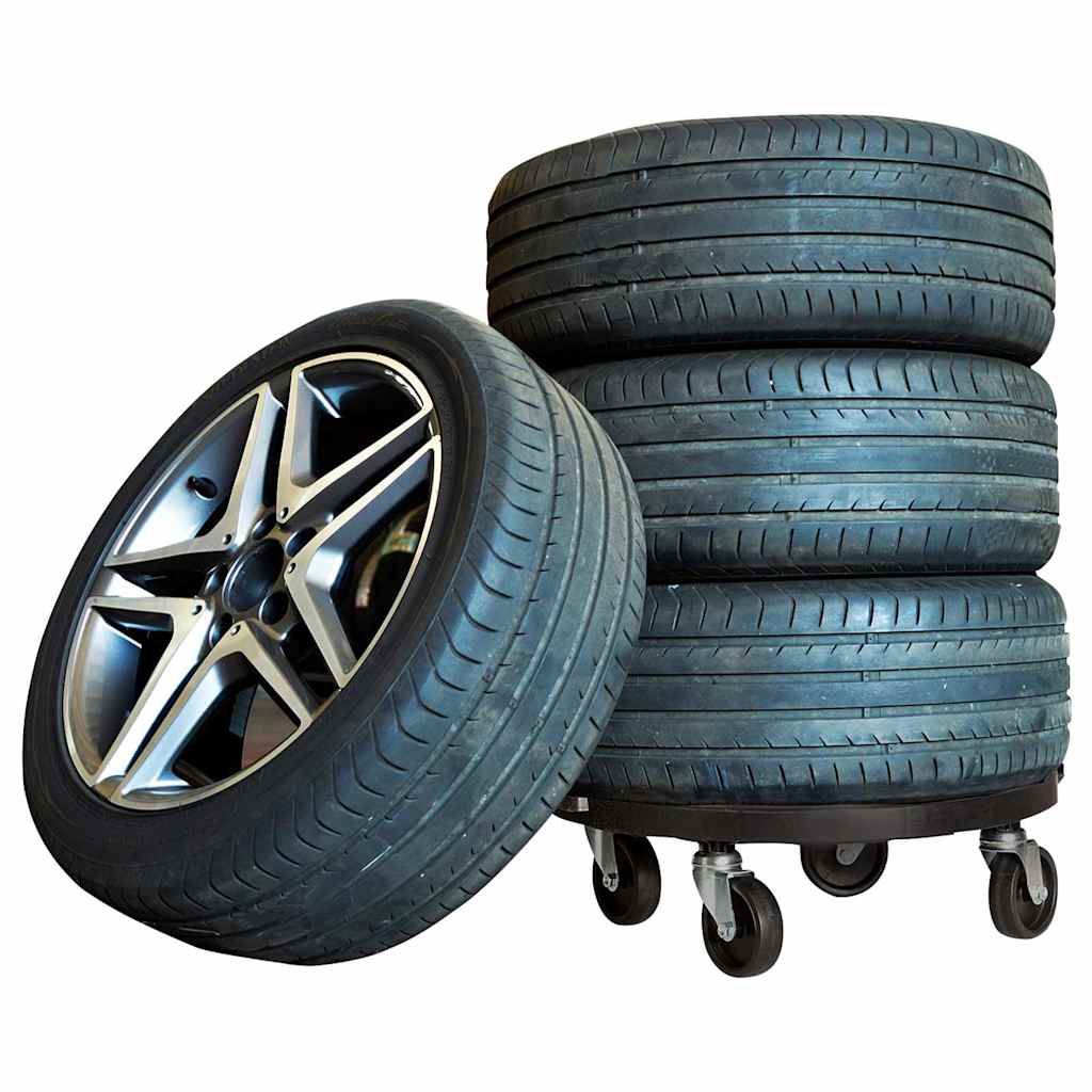 Plant Trolleys with Wheels 3 pcs Diameter 40 cm Black 275 kg
