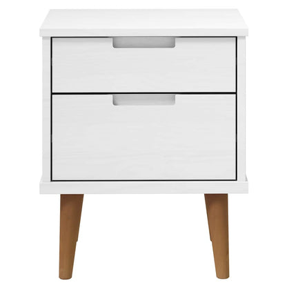 Bedside Cabinet MOLDE White 40x35x48 cm Solid Wood Pine