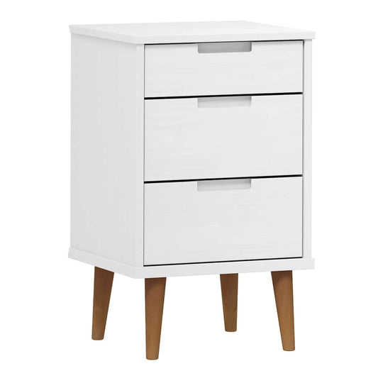 Bedside Cabinet "MOLDE" White 40x35x65 cm Solid Wood Pine