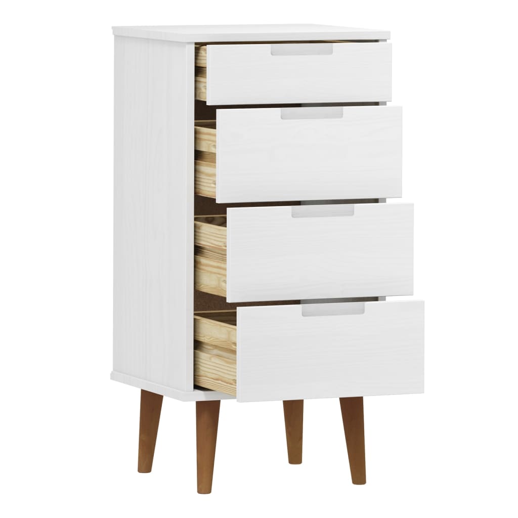 Drawer Cabinet MOLDE White 40x35x82 cm Solid Wood Pine