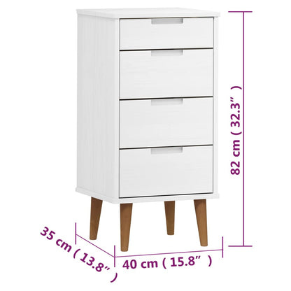 Drawer Cabinet MOLDE White 40x35x82 cm Solid Wood Pine