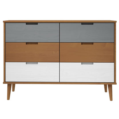 Drawer Cabinet MOLDE Brown 113x40x80 cm Solid Wood Pine