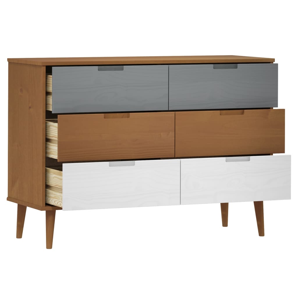 Drawer Cabinet MOLDE Brown 113x40x80 cm Solid Wood Pine