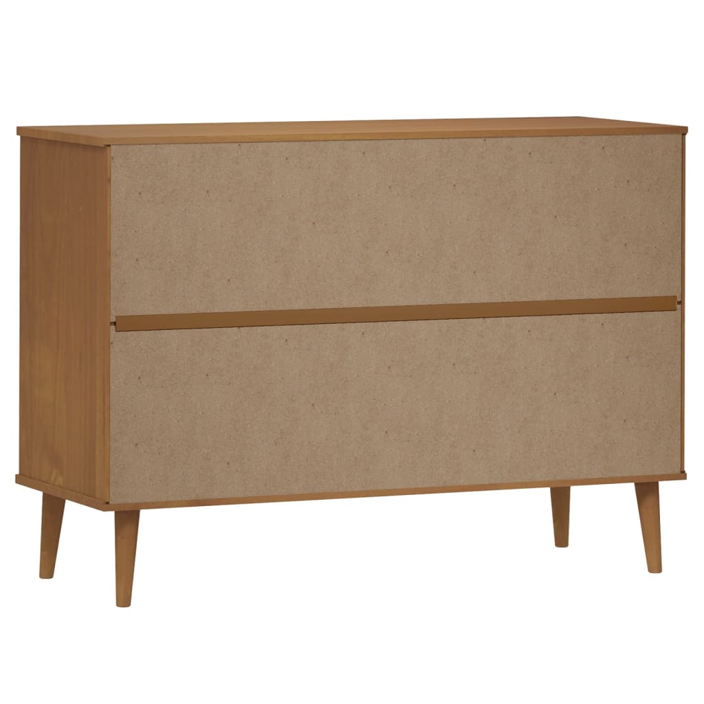 Drawer Cabinet MOLDE Brown 113x40x80 cm Solid Wood Pine