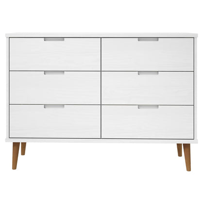 Drawer Cabinet MOLDE White 113x40x80 cm Solid Wood Pine