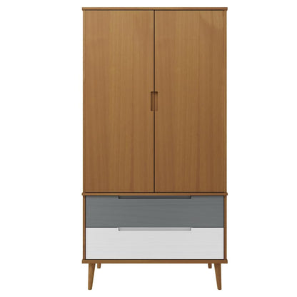 Wardrobe "MOLDE" Brown 90x55x175 cm Solid Wood Pine