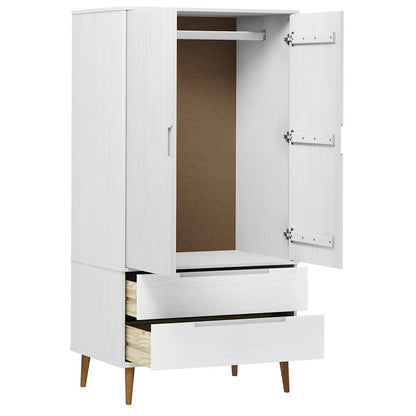 Wardrobe "MOLDE" White 90x55x175 cm Solid Wood Pine