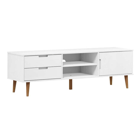 TV Cabinet "MOLDE" White 158x40x49 cm Solid Wood Pine
