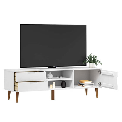 TV Cabinet "MOLDE" White 158x40x49 cm Solid Wood Pine