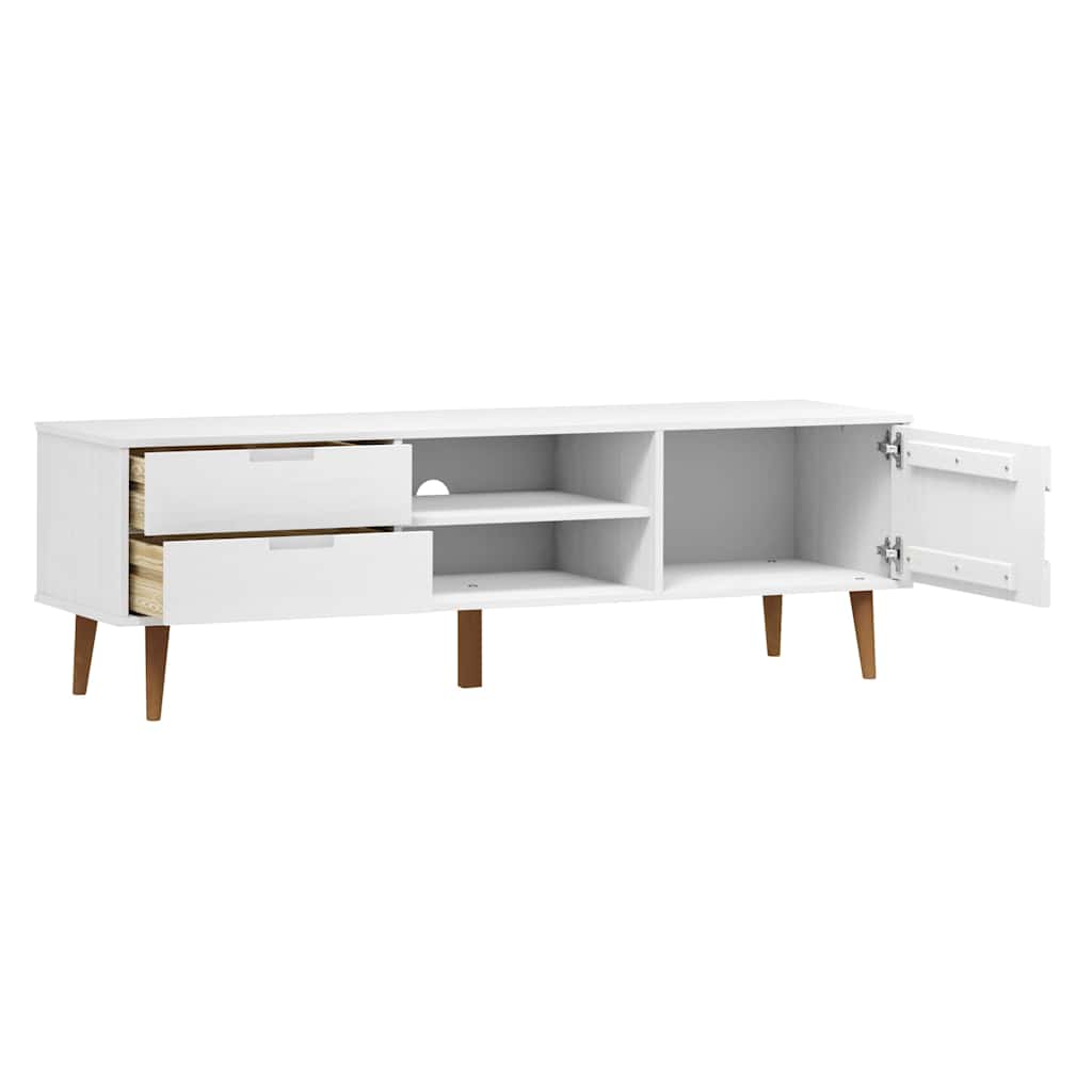 TV Cabinet "MOLDE" White 158x40x49 cm Solid Wood Pine