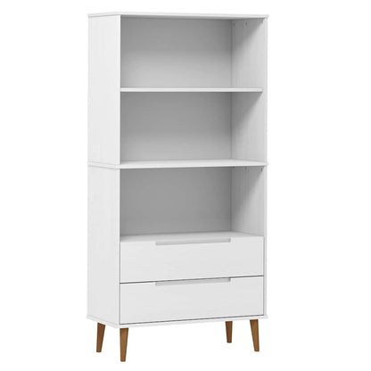 Bookcase "MOLDE" White 85x35x170,5 cm Solid Wood Pine