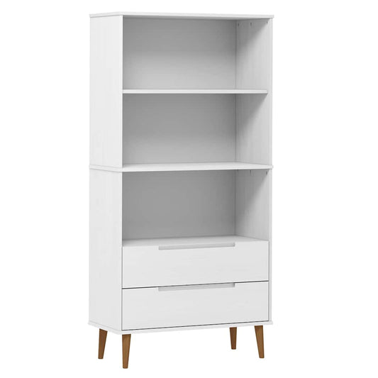 Bookcase "MOLDE" White 85x35x170,5 cm Solid Wood Pine