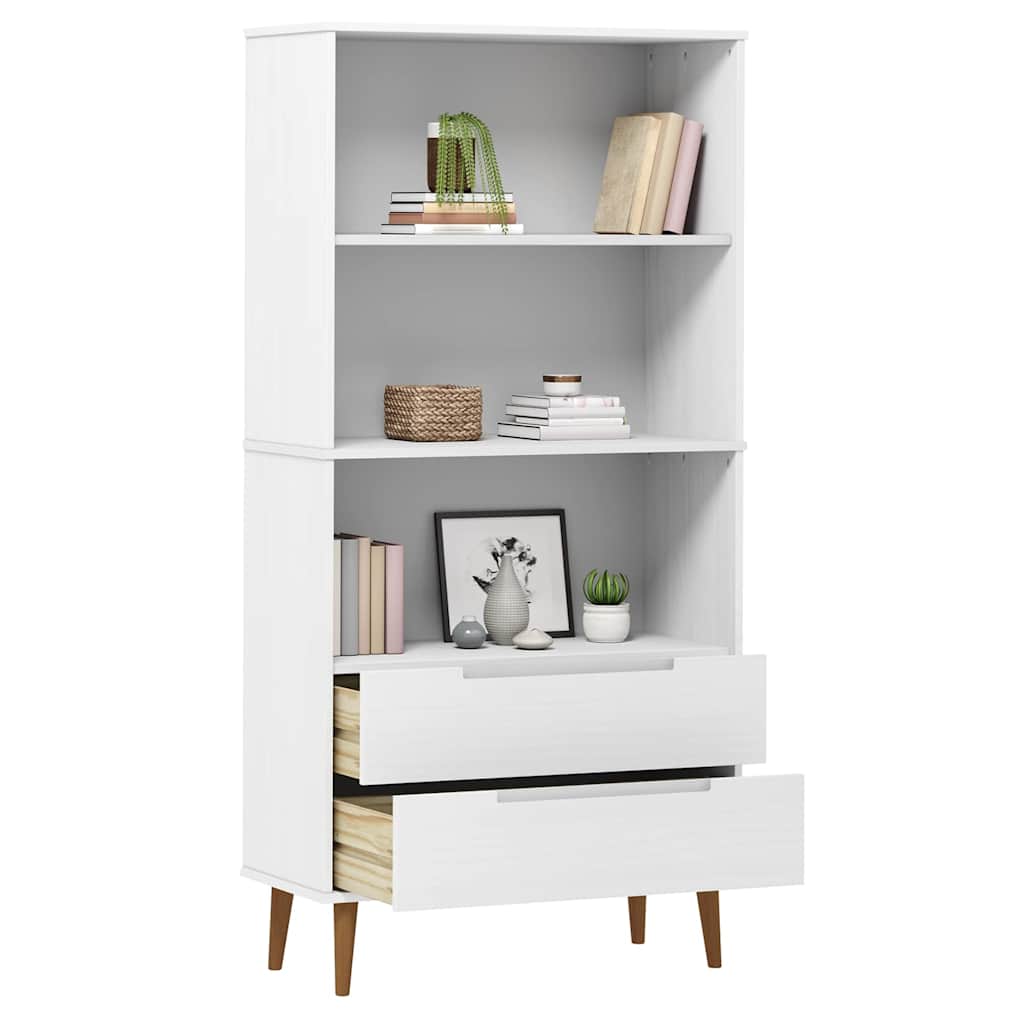 Bookcase "MOLDE" White 85x35x170,5 cm Solid Wood Pine
