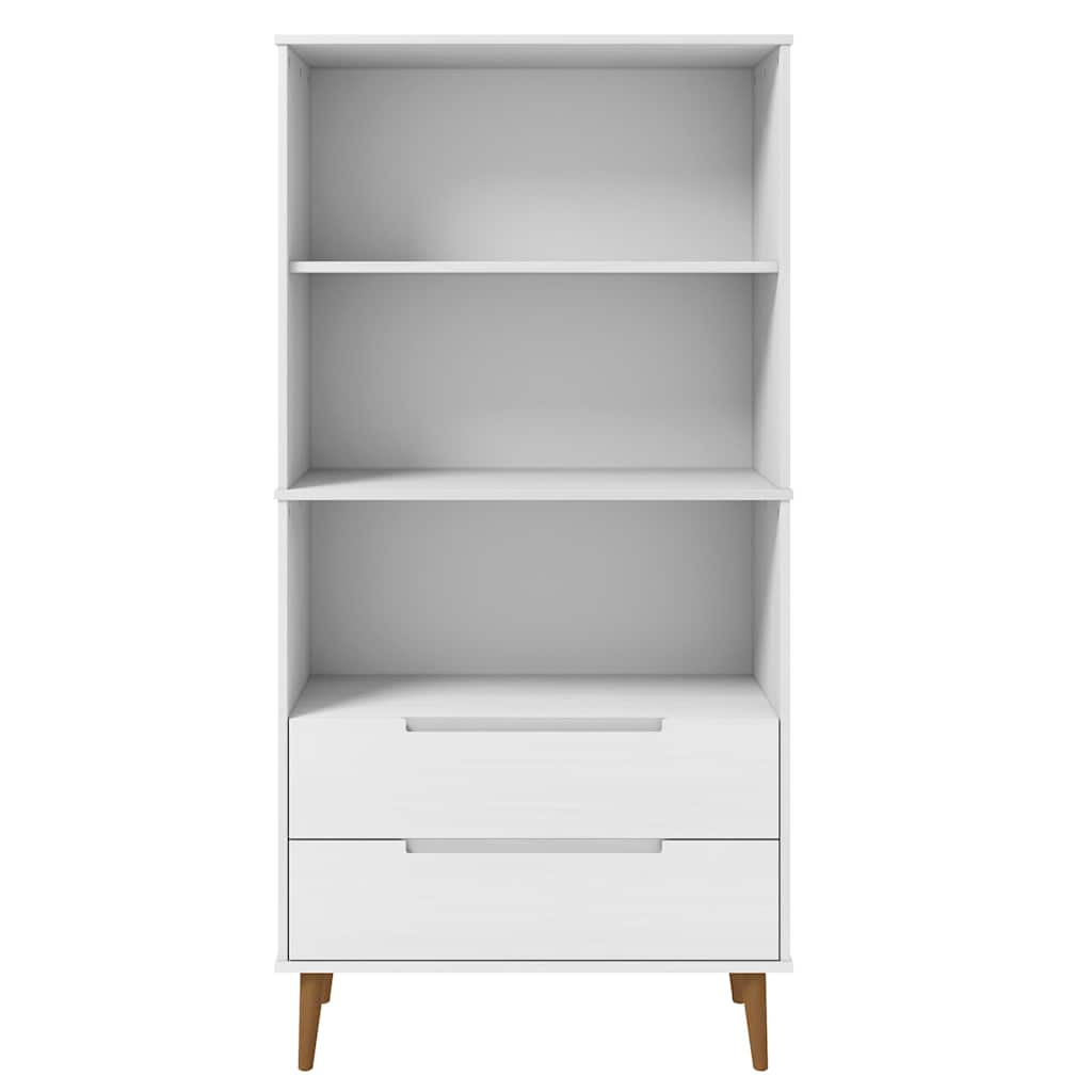 Bookcase "MOLDE" White 85x35x170,5 cm Solid Wood Pine