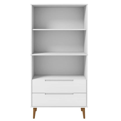 Bookcase "MOLDE" White 85x35x170,5 cm Solid Wood Pine