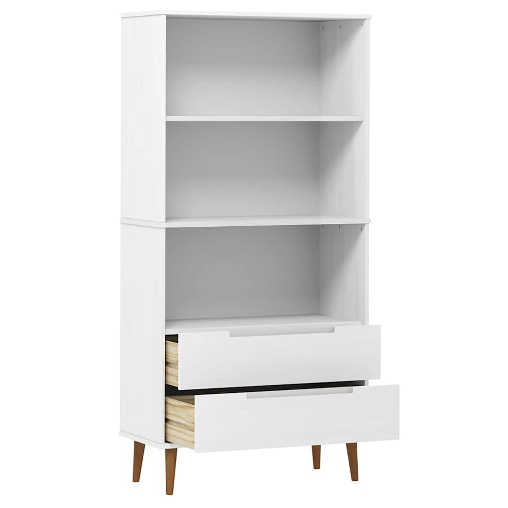 Bookcase "MOLDE" White 85x35x170,5 cm Solid Wood Pine