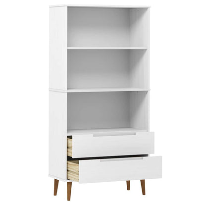 Bookcase "MOLDE" White 85x35x170,5 cm Solid Wood Pine