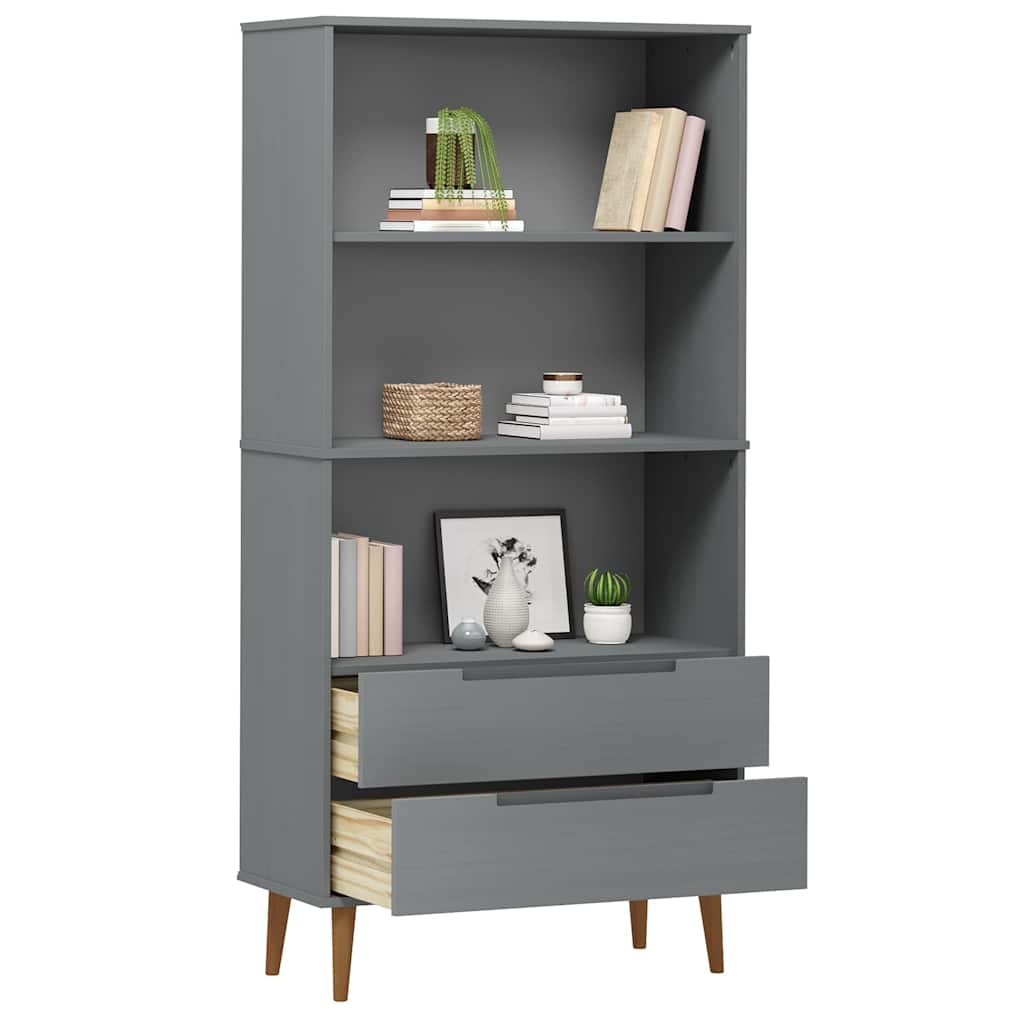 Bookcase "MOLDE" Grey 85x35x170,5 cm Solid Wood Pine