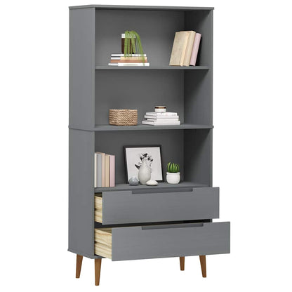 Bookcase "MOLDE" Grey 85x35x170,5 cm Solid Wood Pine