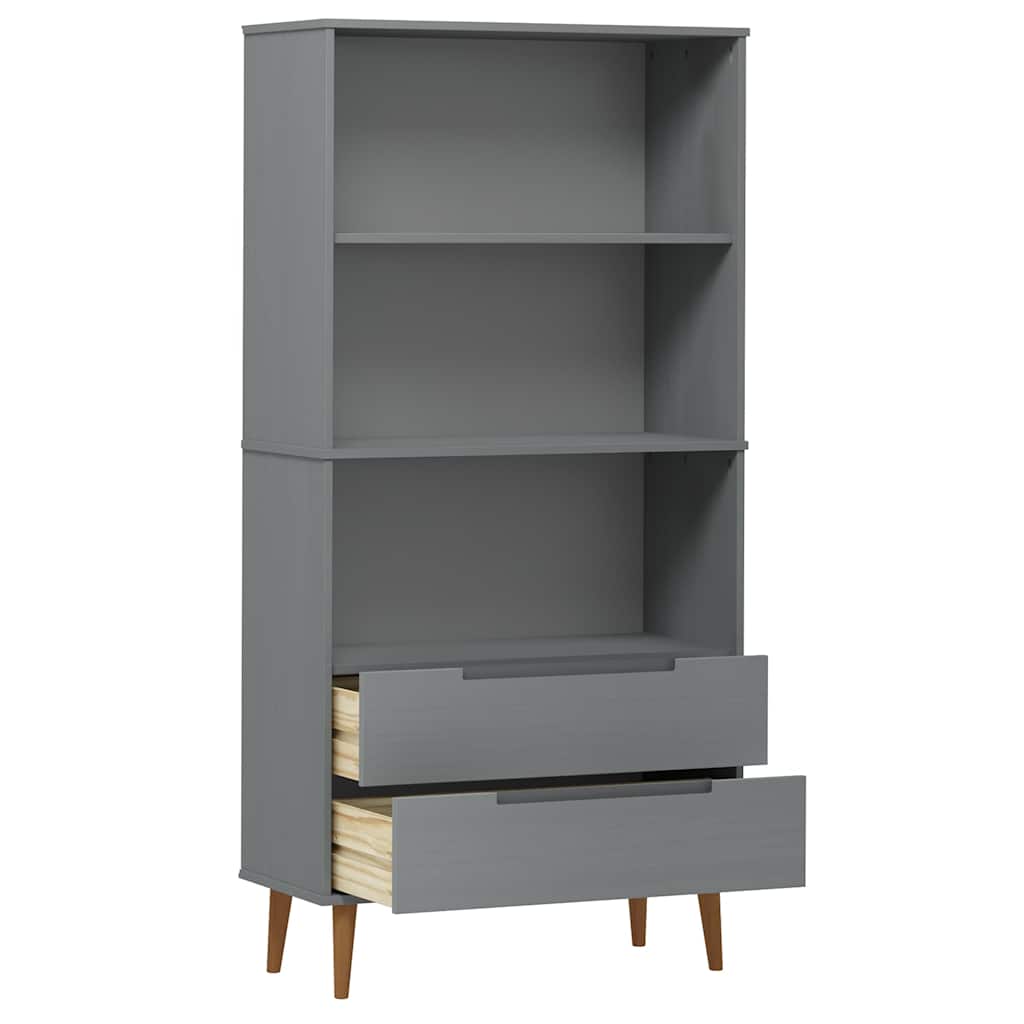Bookcase "MOLDE" Grey 85x35x170,5 cm Solid Wood Pine