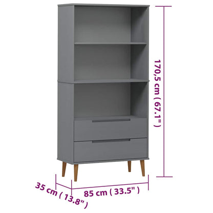Bookcase "MOLDE" Grey 85x35x170,5 cm Solid Wood Pine