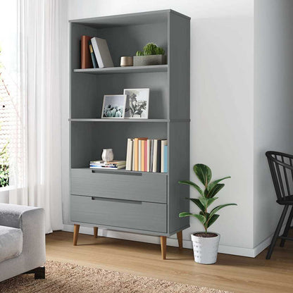 Bookcase "MOLDE" Grey 85x35x170,5 cm Solid Wood Pine