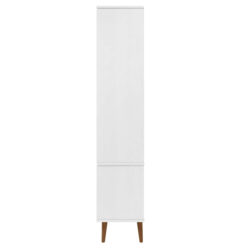 Vitrine Cabinet "MOLDE" White 90x35x175 cm Solid Wood Pine