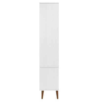 Vitrine Cabinet "MOLDE" White 90x35x175 cm Solid Wood Pine
