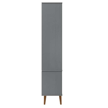 Vitrine Cabinet "MOLDE" Grey 90x35x175 cm Solid Wood Pine