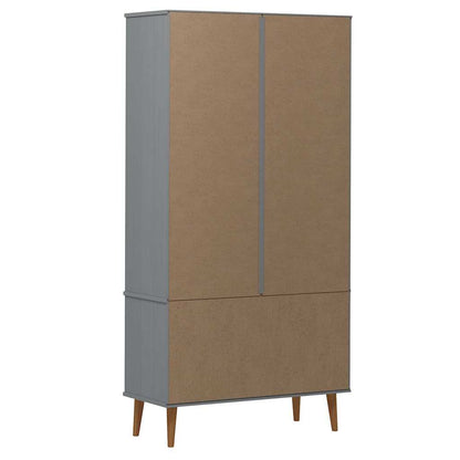Vitrine Cabinet "MOLDE" Grey 90x35x175 cm Solid Wood Pine