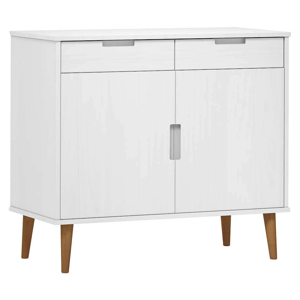 Sideboard "MOLDE" White 90x40x80 cm Solid Wood Pine