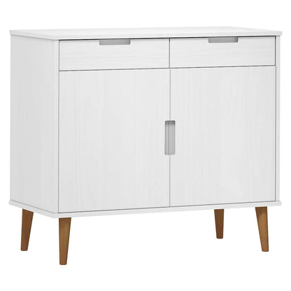 Sideboard "MOLDE" White 90x40x80 cm Solid Wood Pine