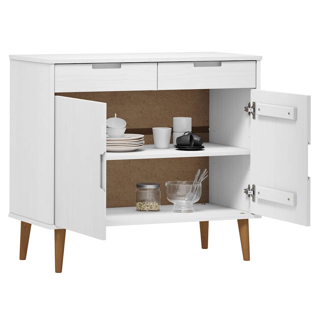 Sideboard "MOLDE" White 90x40x80 cm Solid Wood Pine