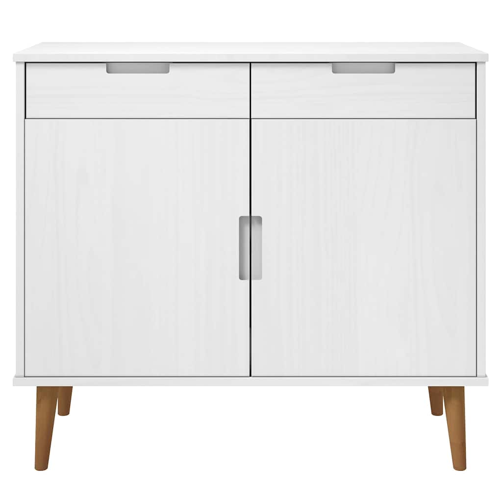 Sideboard "MOLDE" White 90x40x80 cm Solid Wood Pine