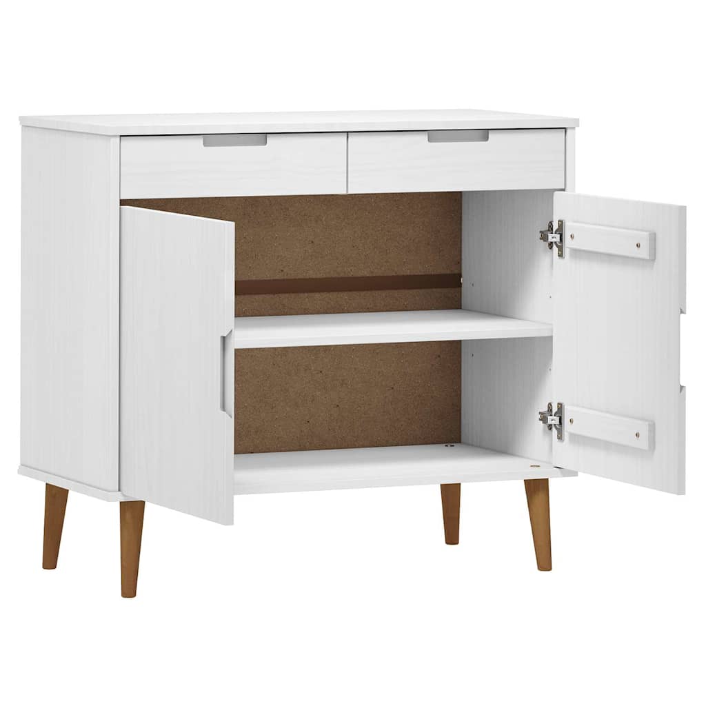 Sideboard "MOLDE" White 90x40x80 cm Solid Wood Pine