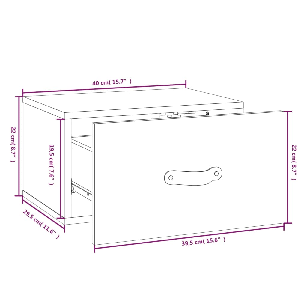 Wall-mounted Bedside Cabinets 2 pcs Black 40x29.5x22 cm