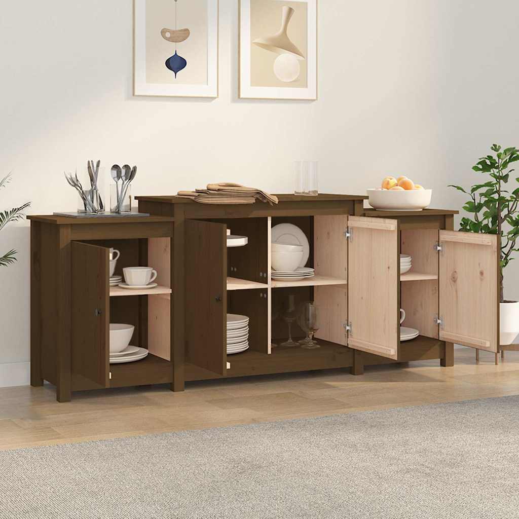 Sideboard Honey Brown 164x37x68 cm Solid Wood Pine