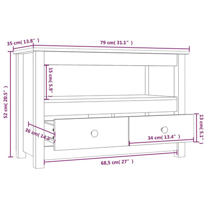 TV Cabinet 79x35x52 cm Solid Wood Pine