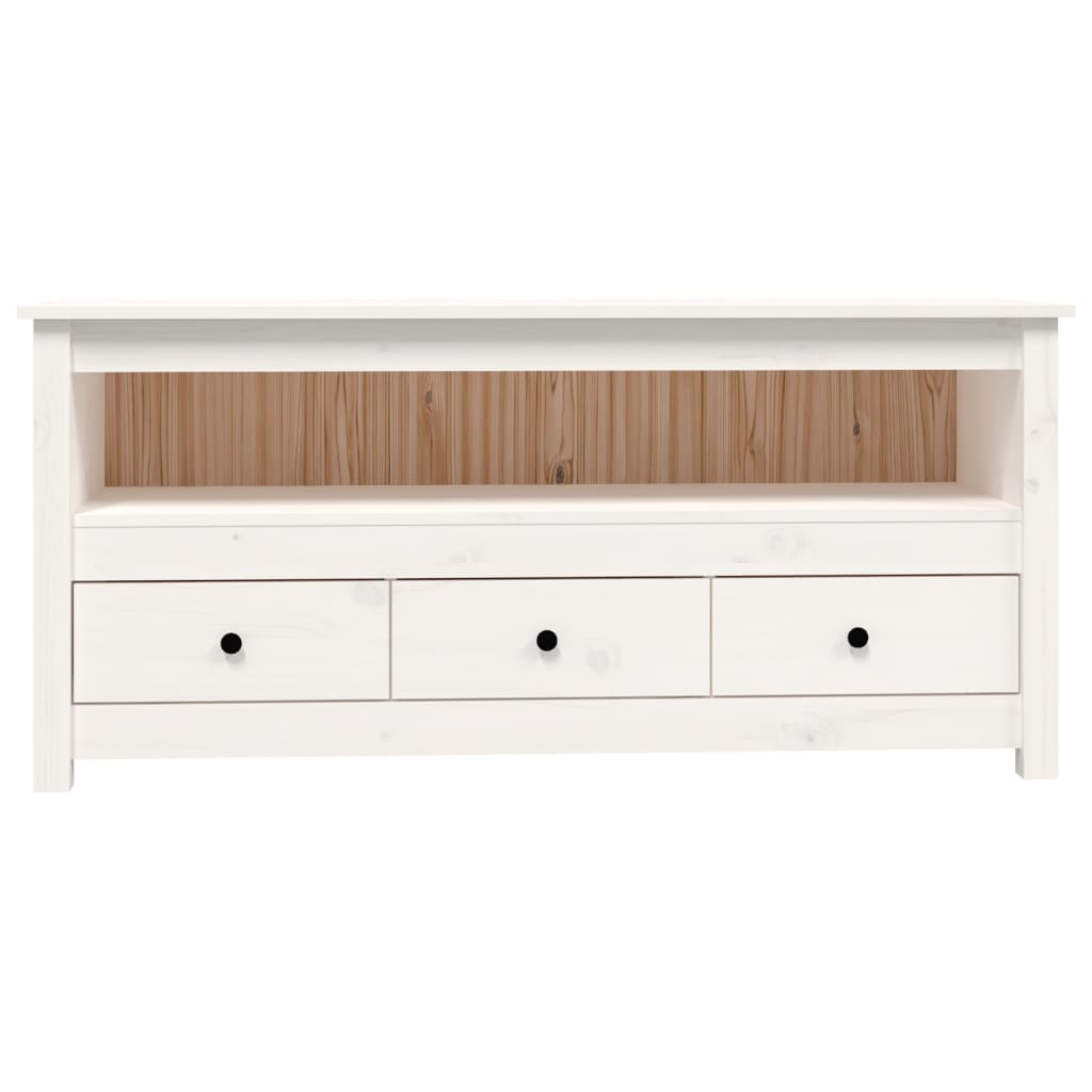TV Cabinet White 114x35x52 cm Solid Wood Pine