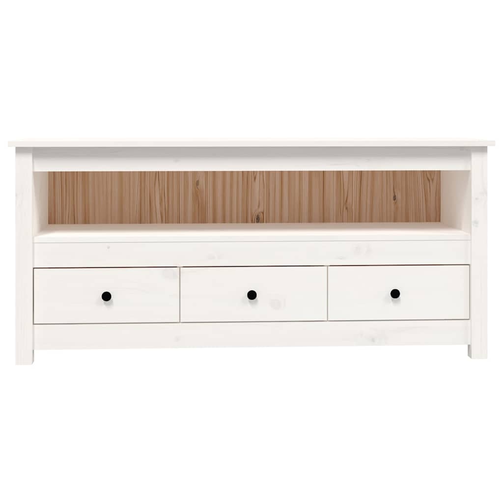 TV Cabinet White 114x35x52 cm Solid Wood Pine