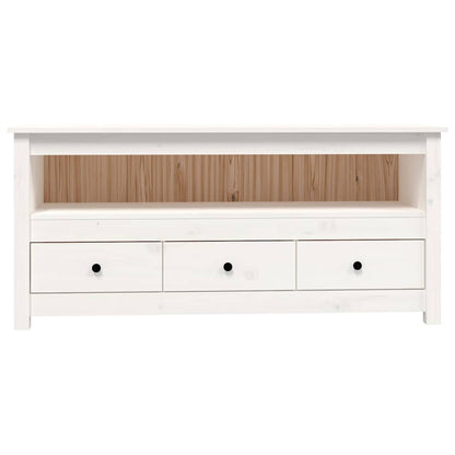 TV Cabinet White 114x35x52 cm Solid Wood Pine