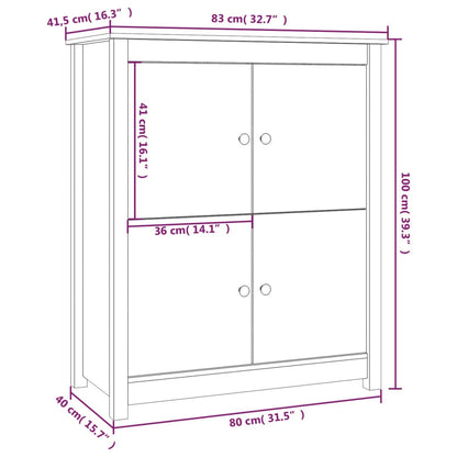 Sideboard White 83x41.5x100 cm Solid Wood Pine